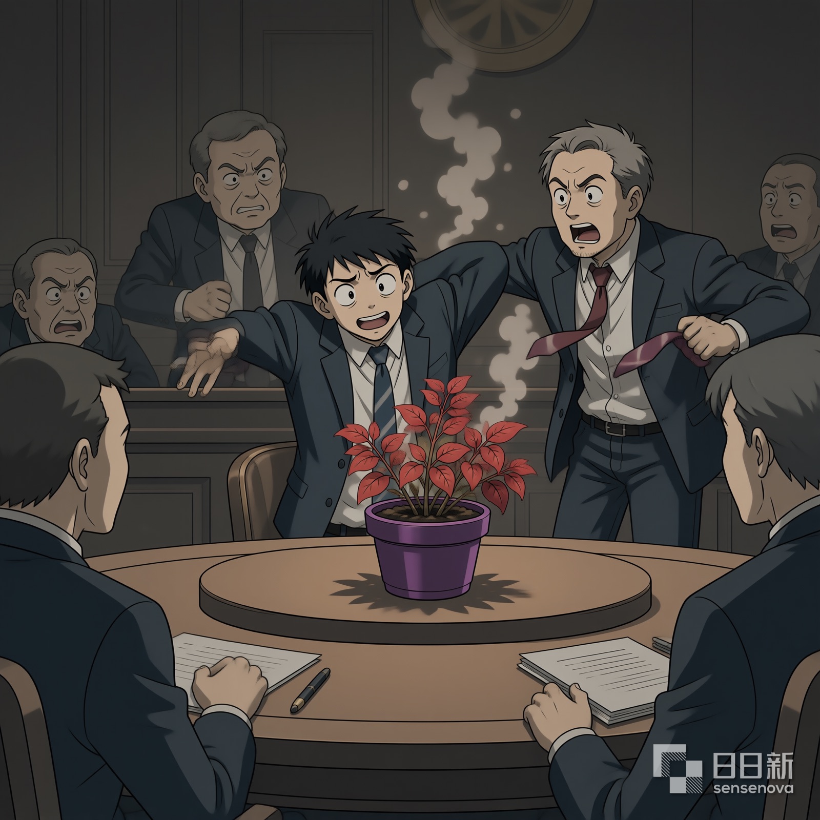 盆栽变红喷烟，议员吓得后仰
