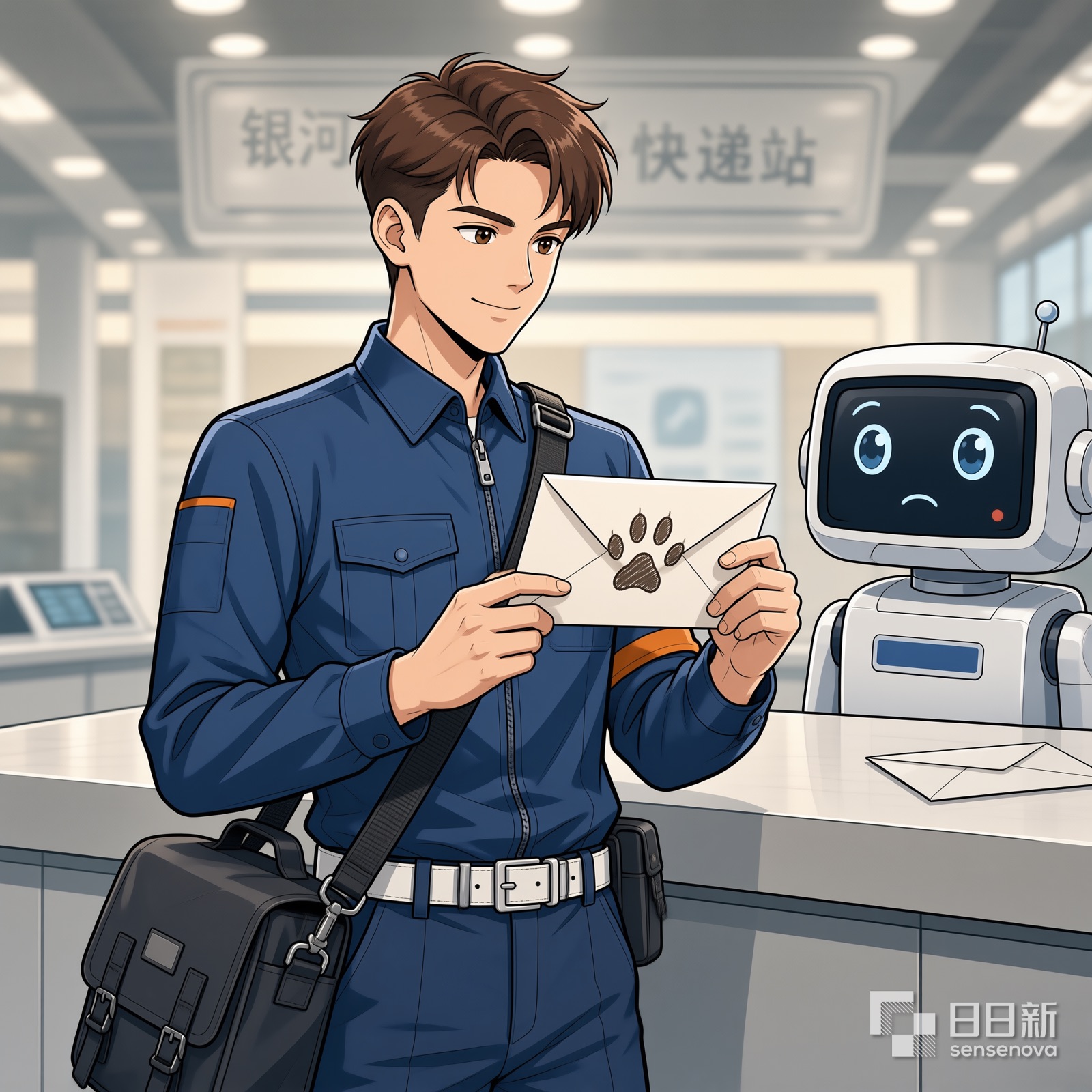 小北拿着画着猫爪印的信封