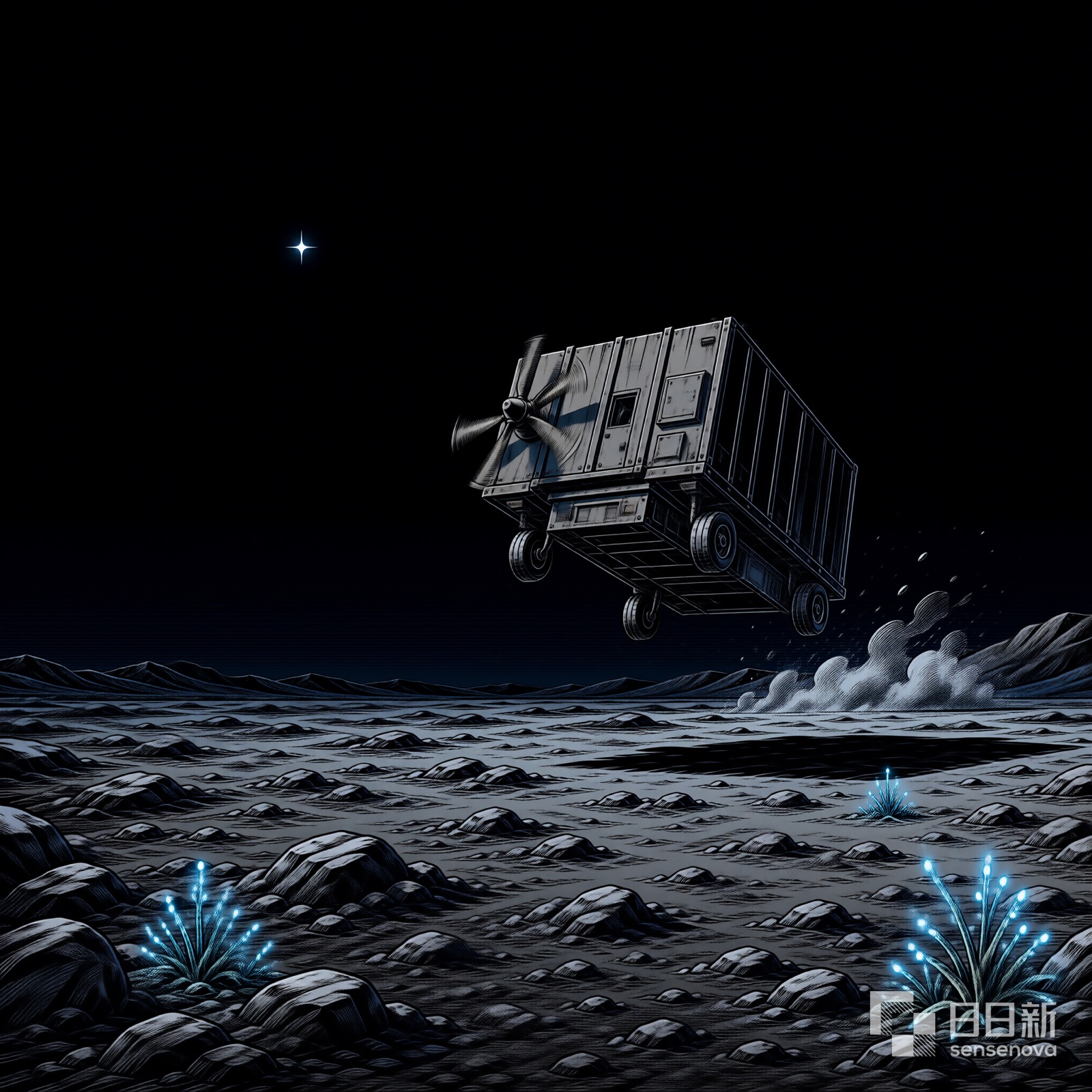 永远黑夜的第3号星球，飞船降落