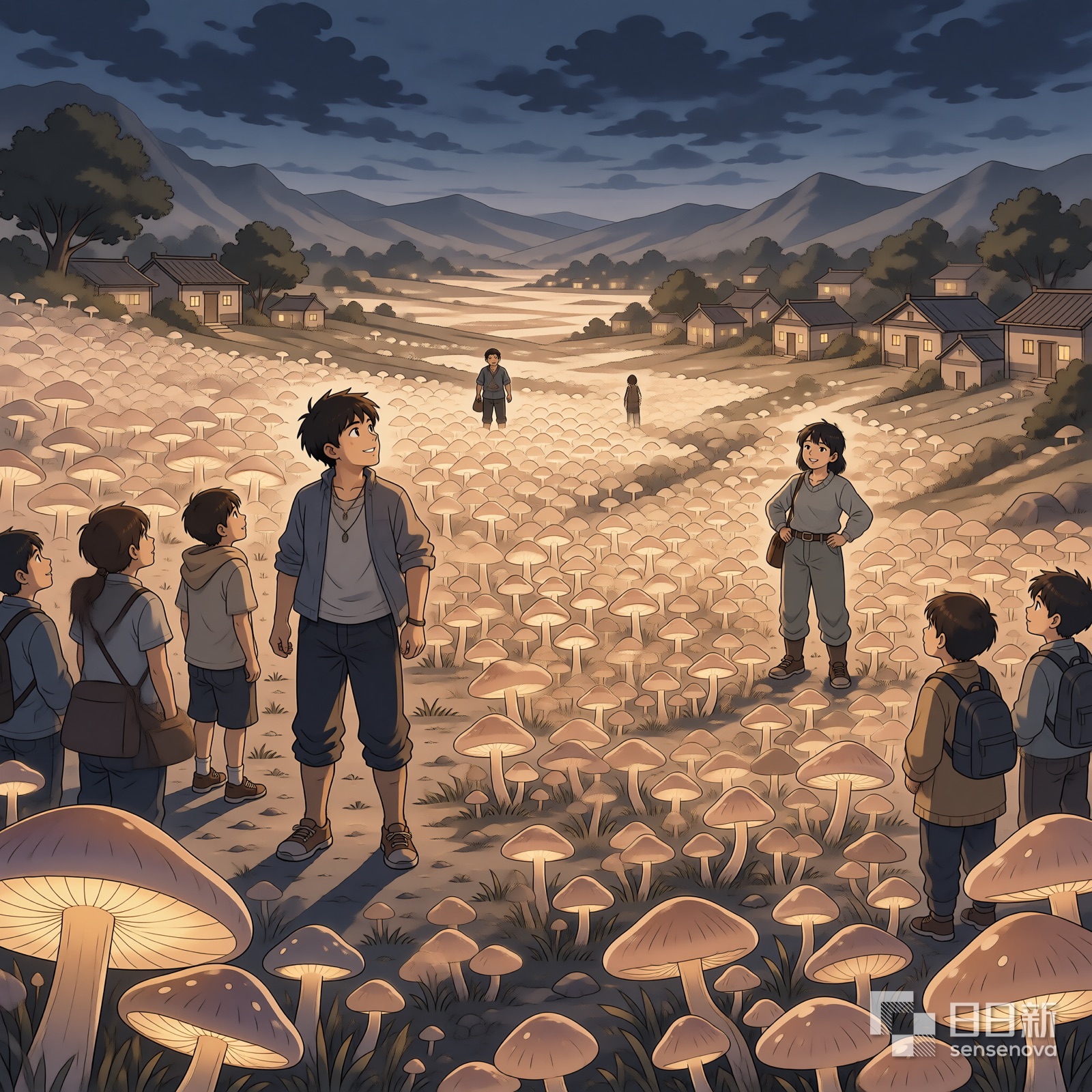发光蘑菇连成光海照亮整颗星球