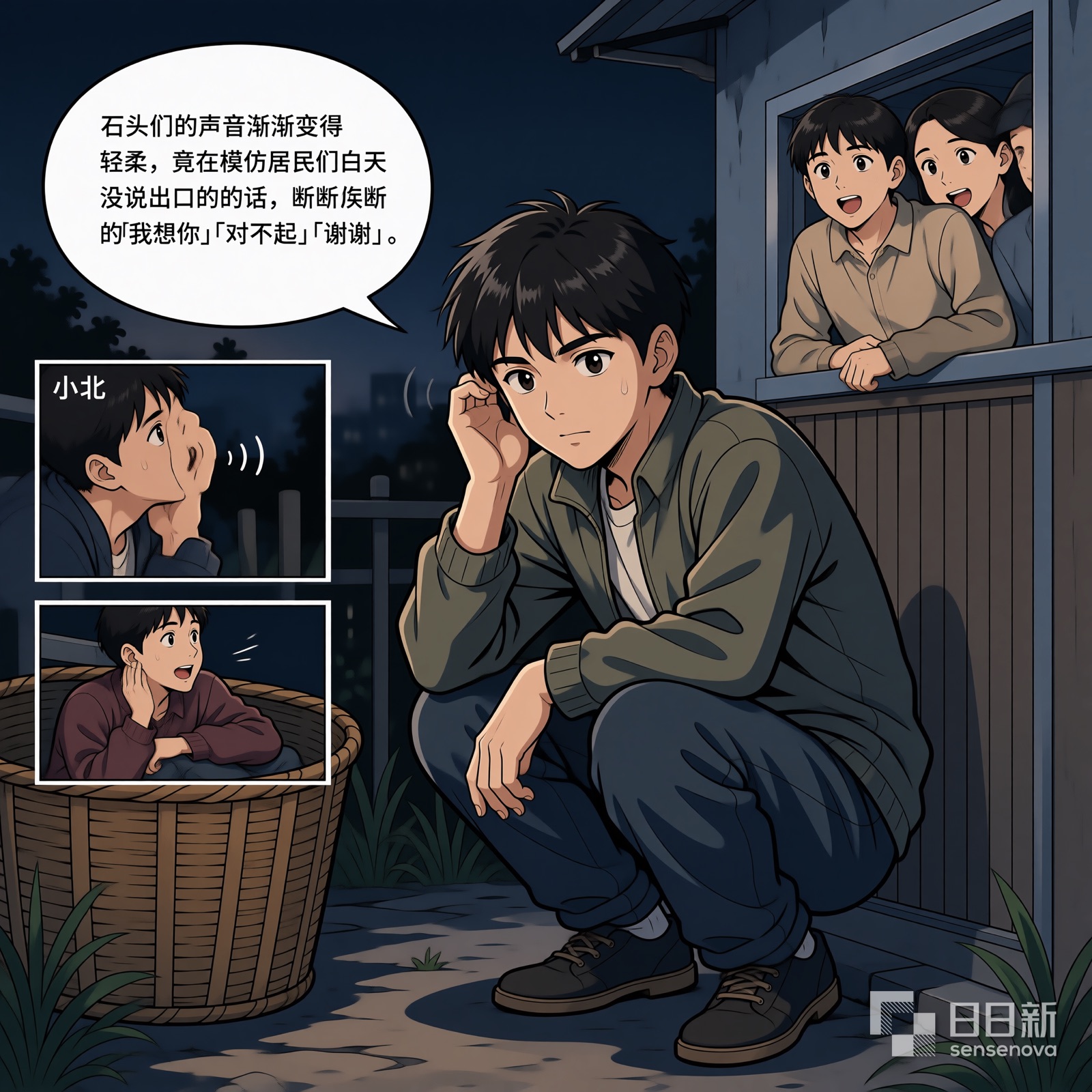 夜里小北听出石头在模仿居民没说出口的话