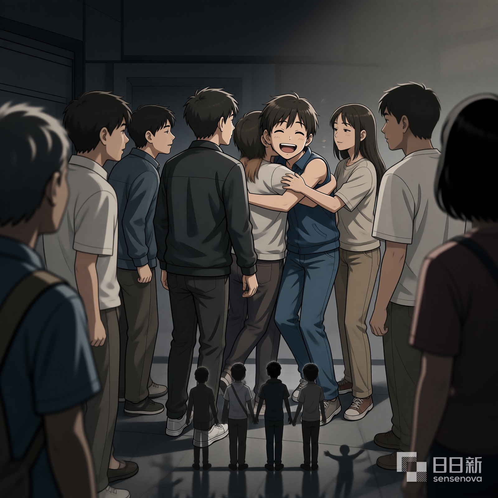居民们团团围住小北给他一个大拥抱