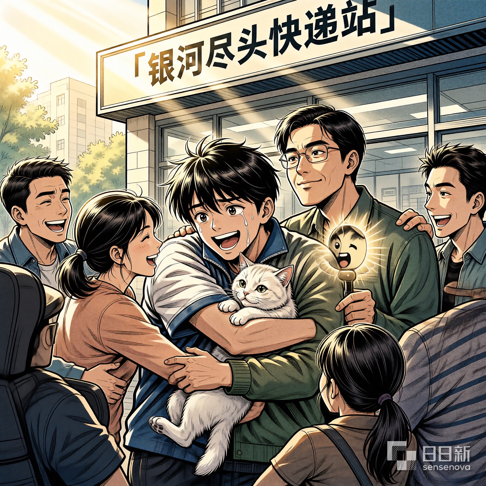 居民们拥抱小北和站长，快递站继续营业